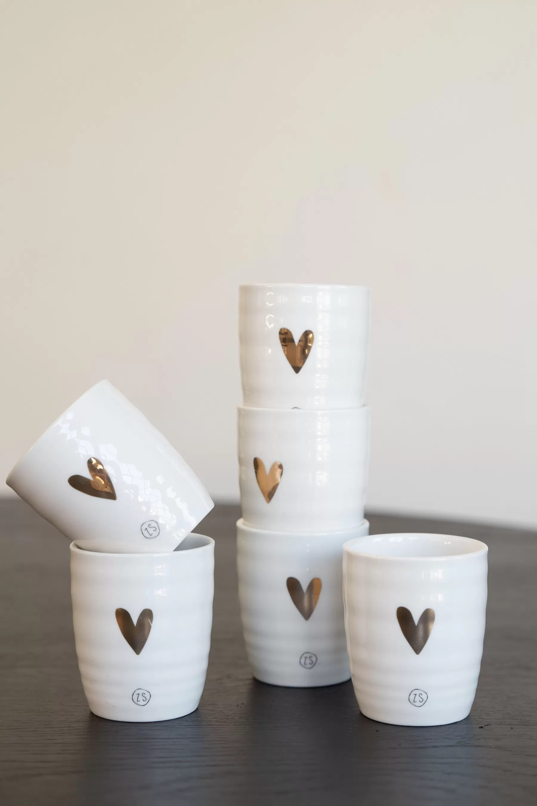 Outlet espressokopje goud hartje (set van 6) Servies