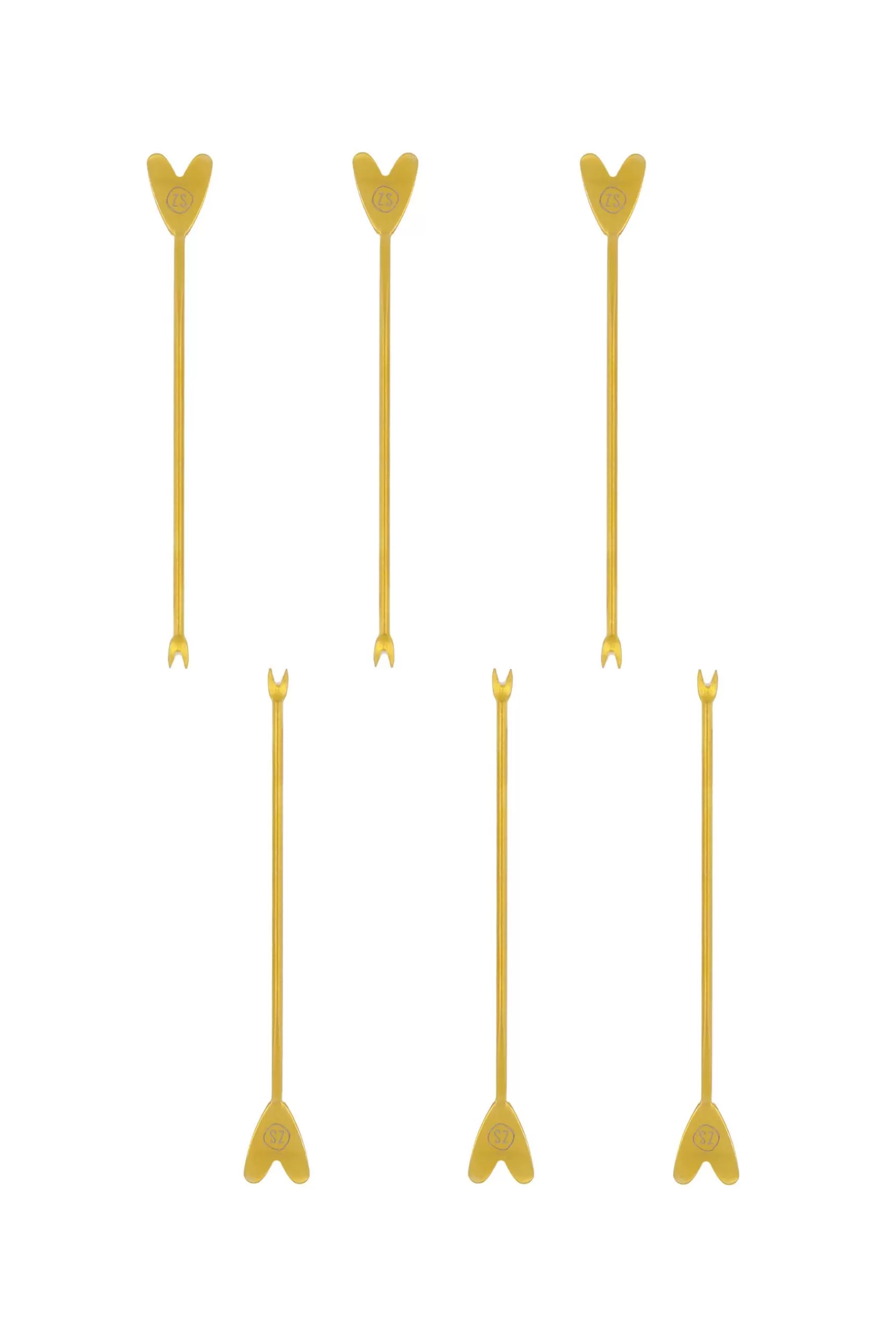 Online set van 6 borrelprikkers hartje Bestek