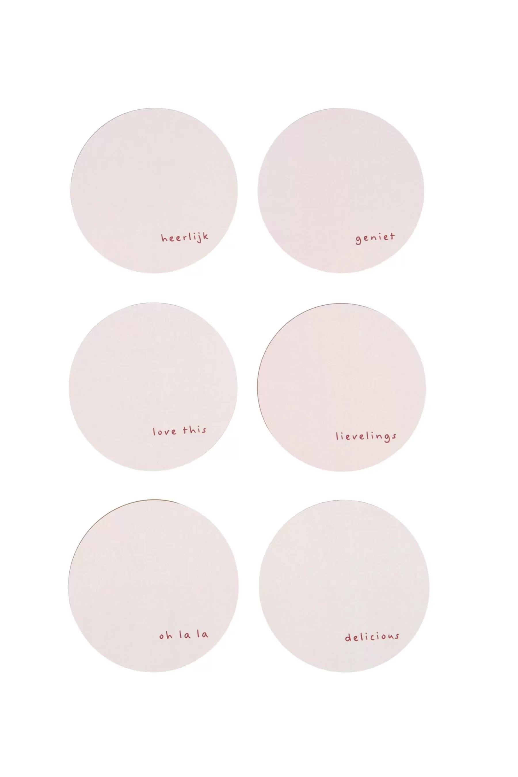 Flash Sale set van 6 onderzetters met tekst Keukenaccessoires