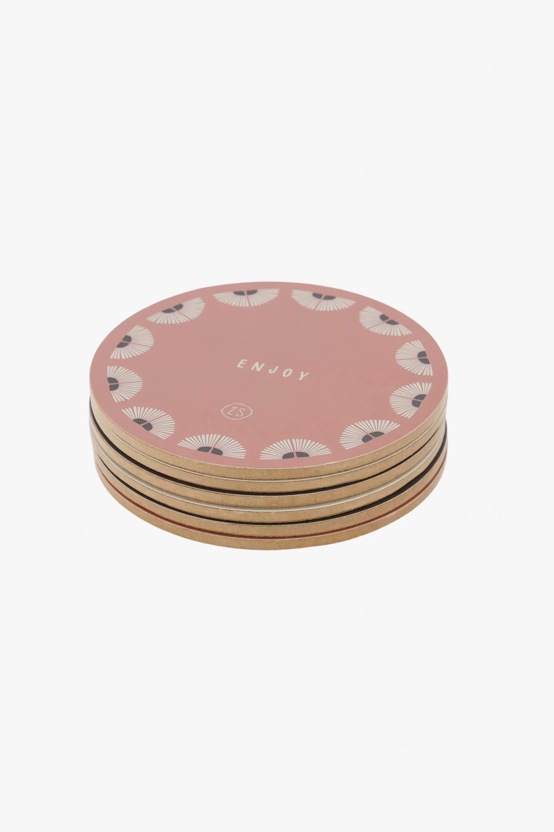 Discount Set van 6 onderzetters rond zand/antracietgrijs/terra roze Keukenaccessoires